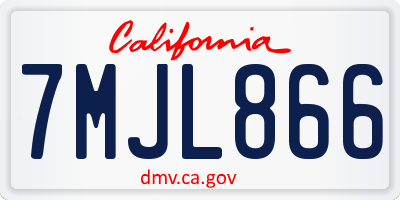 CA license plate 7MJL866