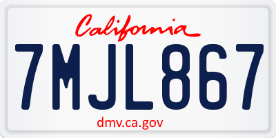 CA license plate 7MJL867