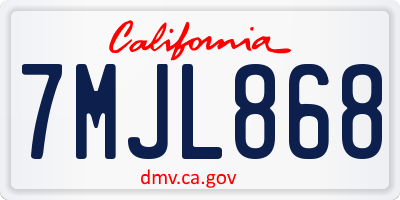 CA license plate 7MJL868