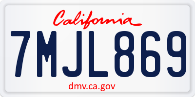 CA license plate 7MJL869