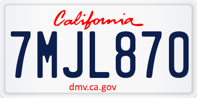 CA license plate 7MJL870