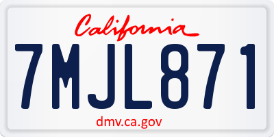 CA license plate 7MJL871