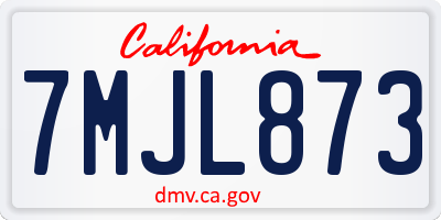 CA license plate 7MJL873