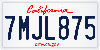 CA license plate 7MJL875