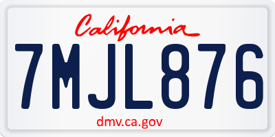 CA license plate 7MJL876