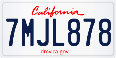 CA license plate 7MJL878