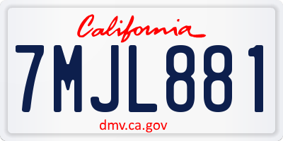 CA license plate 7MJL881