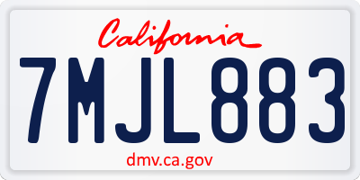 CA license plate 7MJL883