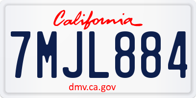 CA license plate 7MJL884