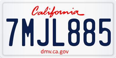 CA license plate 7MJL885