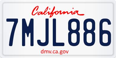 CA license plate 7MJL886