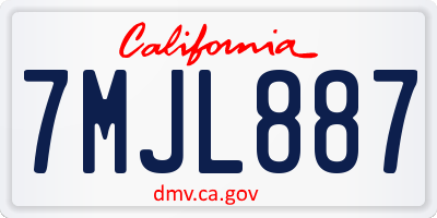 CA license plate 7MJL887