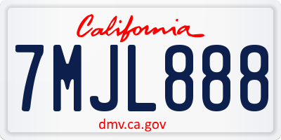 CA license plate 7MJL888