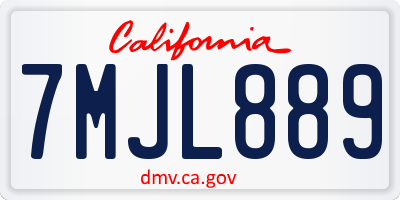 CA license plate 7MJL889