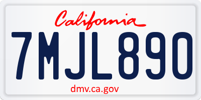 CA license plate 7MJL890