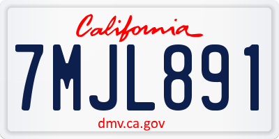 CA license plate 7MJL891