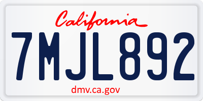 CA license plate 7MJL892