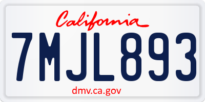 CA license plate 7MJL893