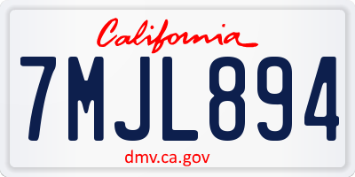 CA license plate 7MJL894