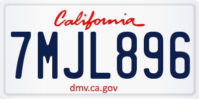 CA license plate 7MJL896