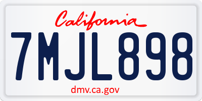 CA license plate 7MJL898