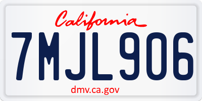 CA license plate 7MJL906