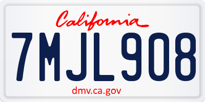 CA license plate 7MJL908