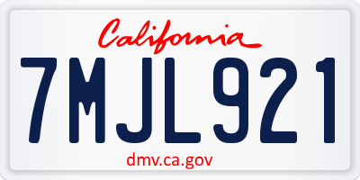 CA license plate 7MJL921