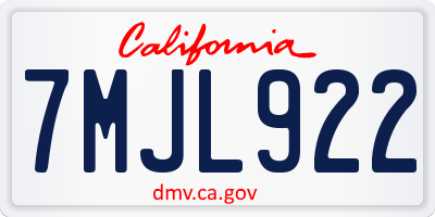 CA license plate 7MJL922