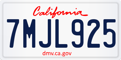 CA license plate 7MJL925