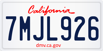 CA license plate 7MJL926