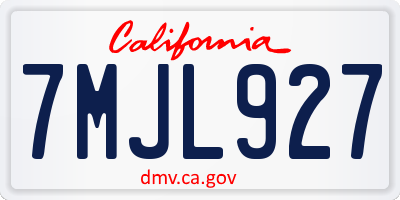 CA license plate 7MJL927