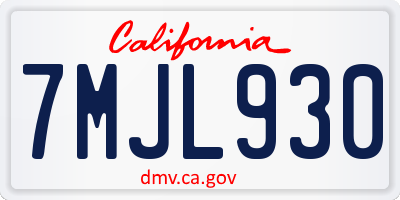 CA license plate 7MJL930