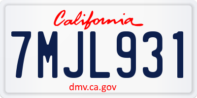 CA license plate 7MJL931