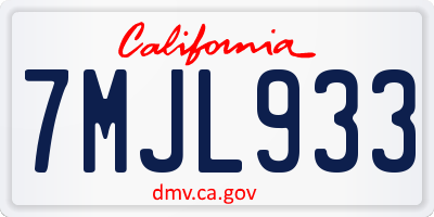 CA license plate 7MJL933