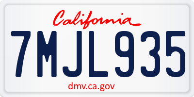 CA license plate 7MJL935