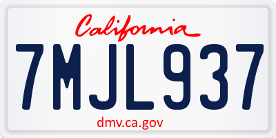 CA license plate 7MJL937