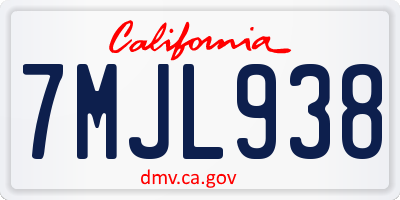 CA license plate 7MJL938