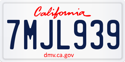 CA license plate 7MJL939