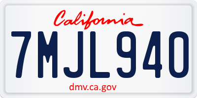 CA license plate 7MJL940