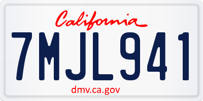 CA license plate 7MJL941