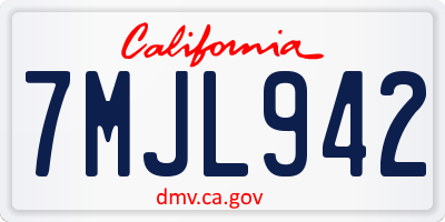 CA license plate 7MJL942