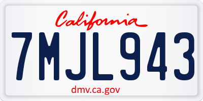 CA license plate 7MJL943