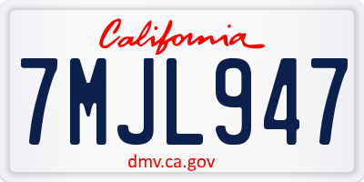 CA license plate 7MJL947