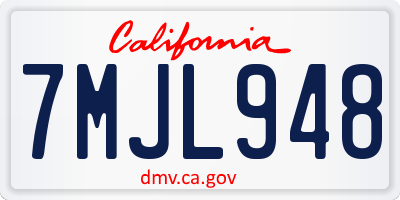 CA license plate 7MJL948