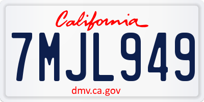 CA license plate 7MJL949