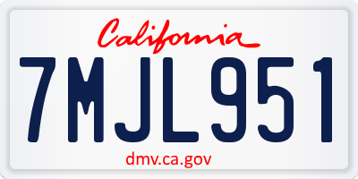 CA license plate 7MJL951