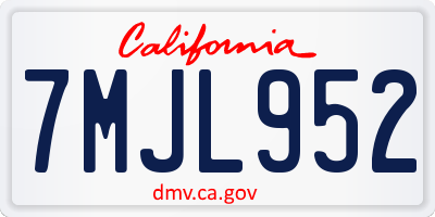 CA license plate 7MJL952