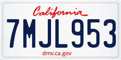 CA license plate 7MJL953