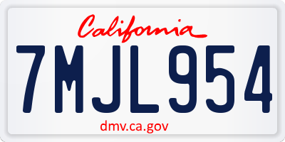 CA license plate 7MJL954